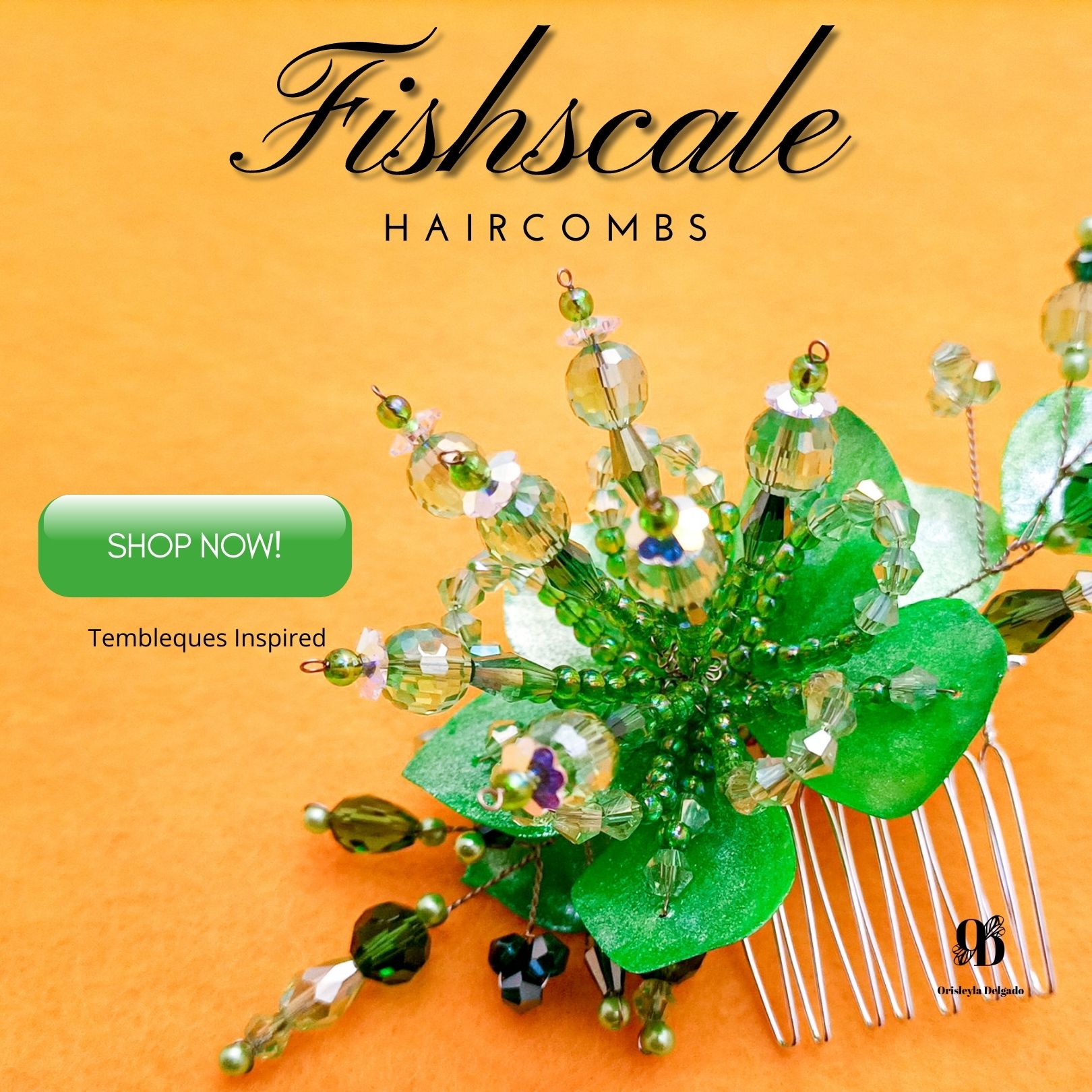 Fish scale comb with flowers for girls or decoration of hairstyles